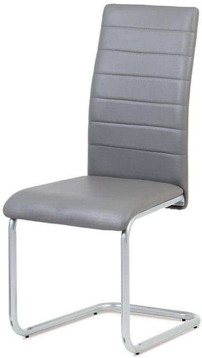 Autronic Jedálenská stolička, koženka sivá / šedý lak DCL-102 GREY